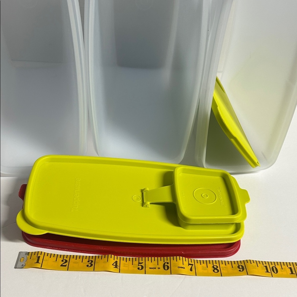 Tupperware Frosted Containers with Red and Green Lids - Picture 4 of 9